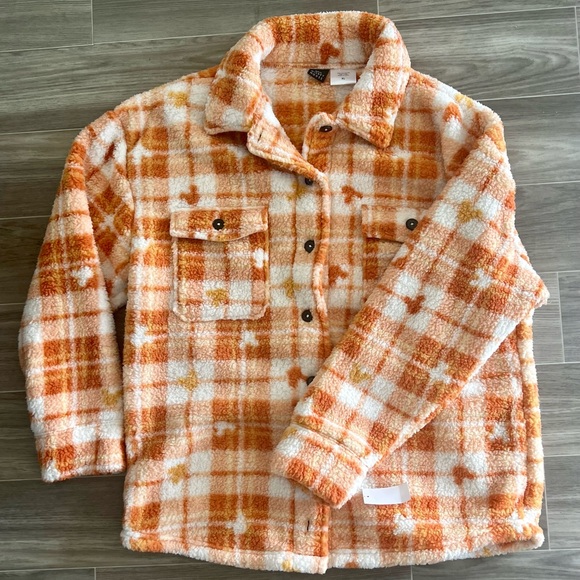 Orange Plaid Hidden Mickey Mouse Shacket - Picture 1 of 3